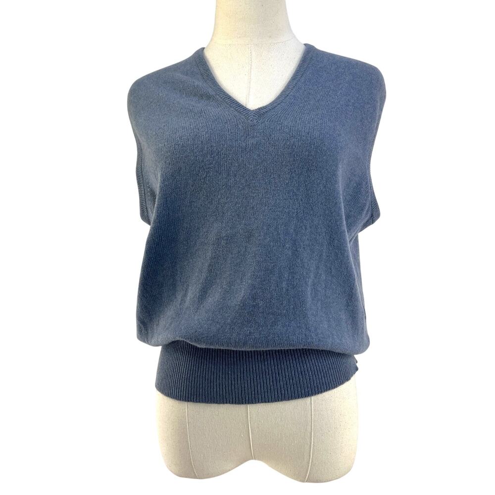 Vintage Saks Fifth Ave Knit Cashmere Sweater Vest Blue